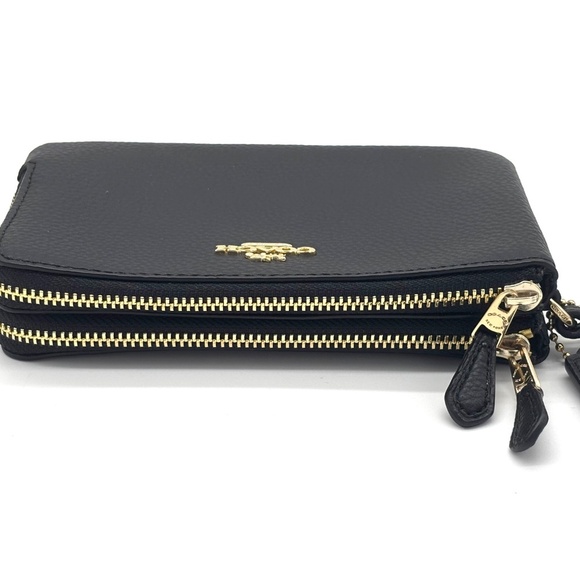 Coach Black Double Corner Zip Wristlet NWOT